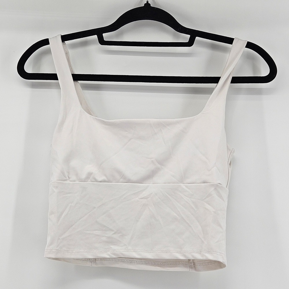 Y2K Women Ruched Babydoll Crop Tank Top  Off-White Medium‎ Festival Minimalist - Picture 2 of 7